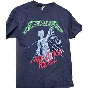 Metallica And Justice For All Black T-Shirt Size Med Rock Metal Stranger Things